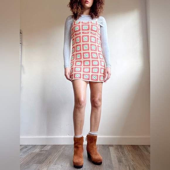 Zara Foral Crochet Mini Dress Boho Cottagecore 60s inspired Retro Bohemian - Picture 4 of 10